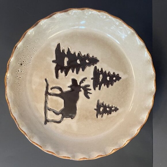 Home Studio Woodland Moose Pie Plate 10.5" Diameter, Perfect for Holiday… - Picture 6 of 7